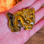 Tiger Eye Chinese Dragon Crystal Carving