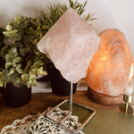 Rose Quartz Freeform on Metal Stand
