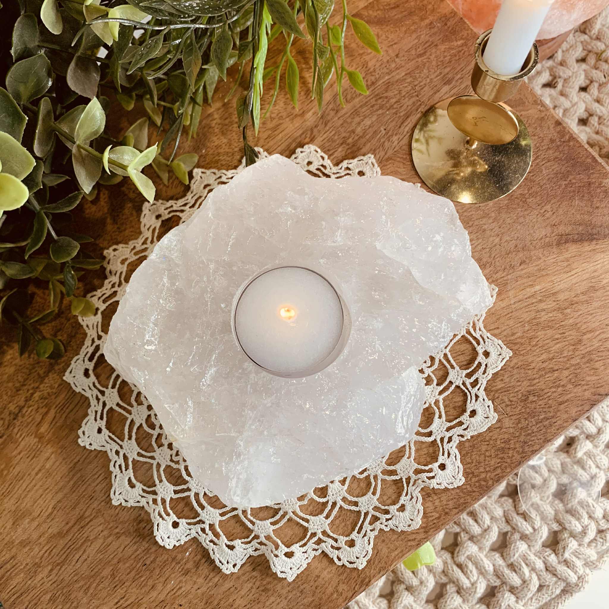 Clear Quartz Tealight Candle