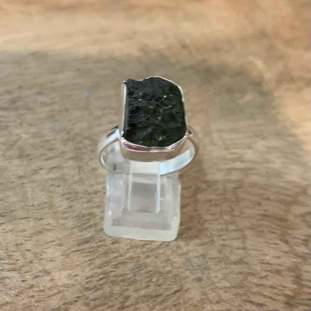 Moldavite Sterling Silver Ring Size 7