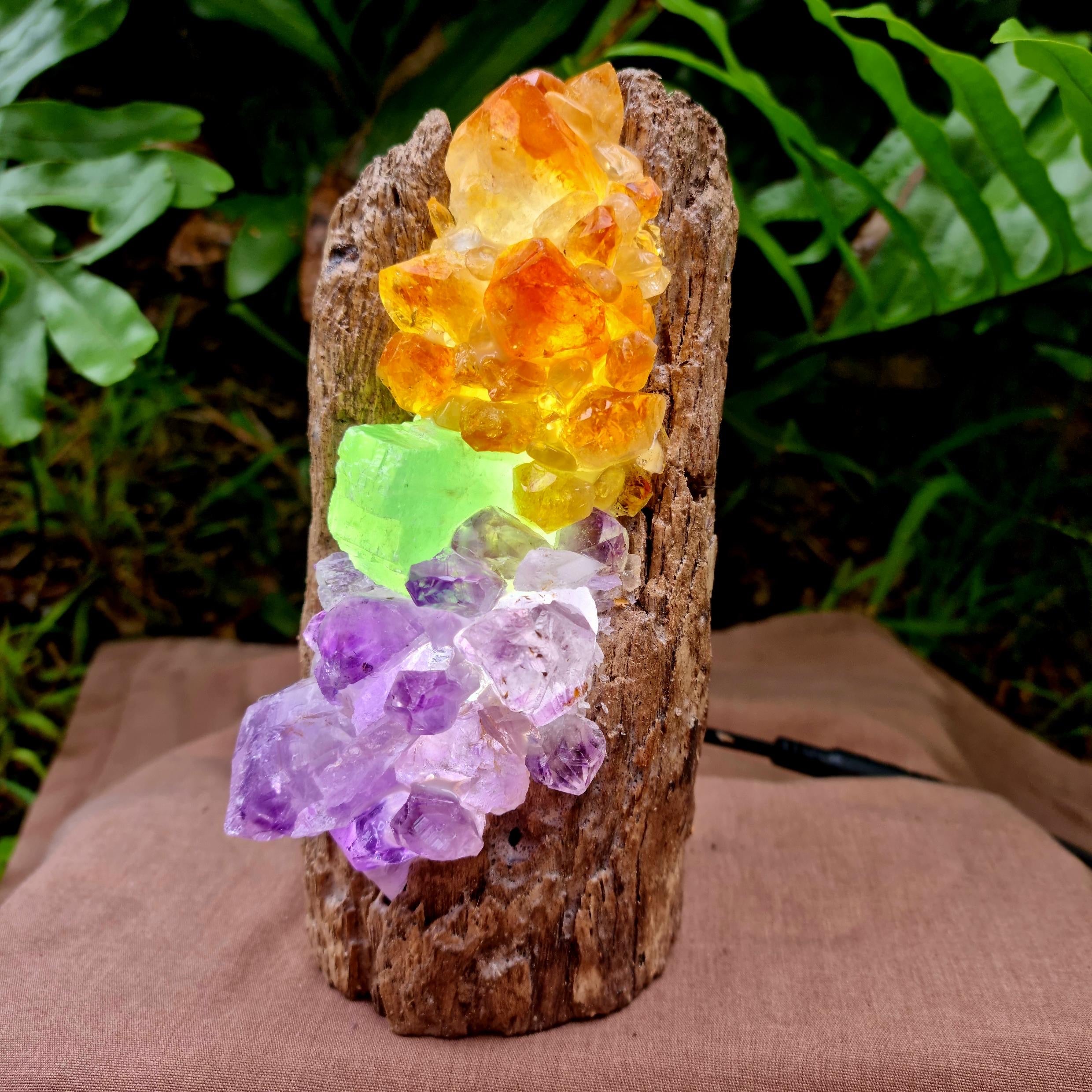 Citrine, Green Calcite and Amethyst Illumina