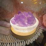 Selenite Bowl with Raw Amethyst