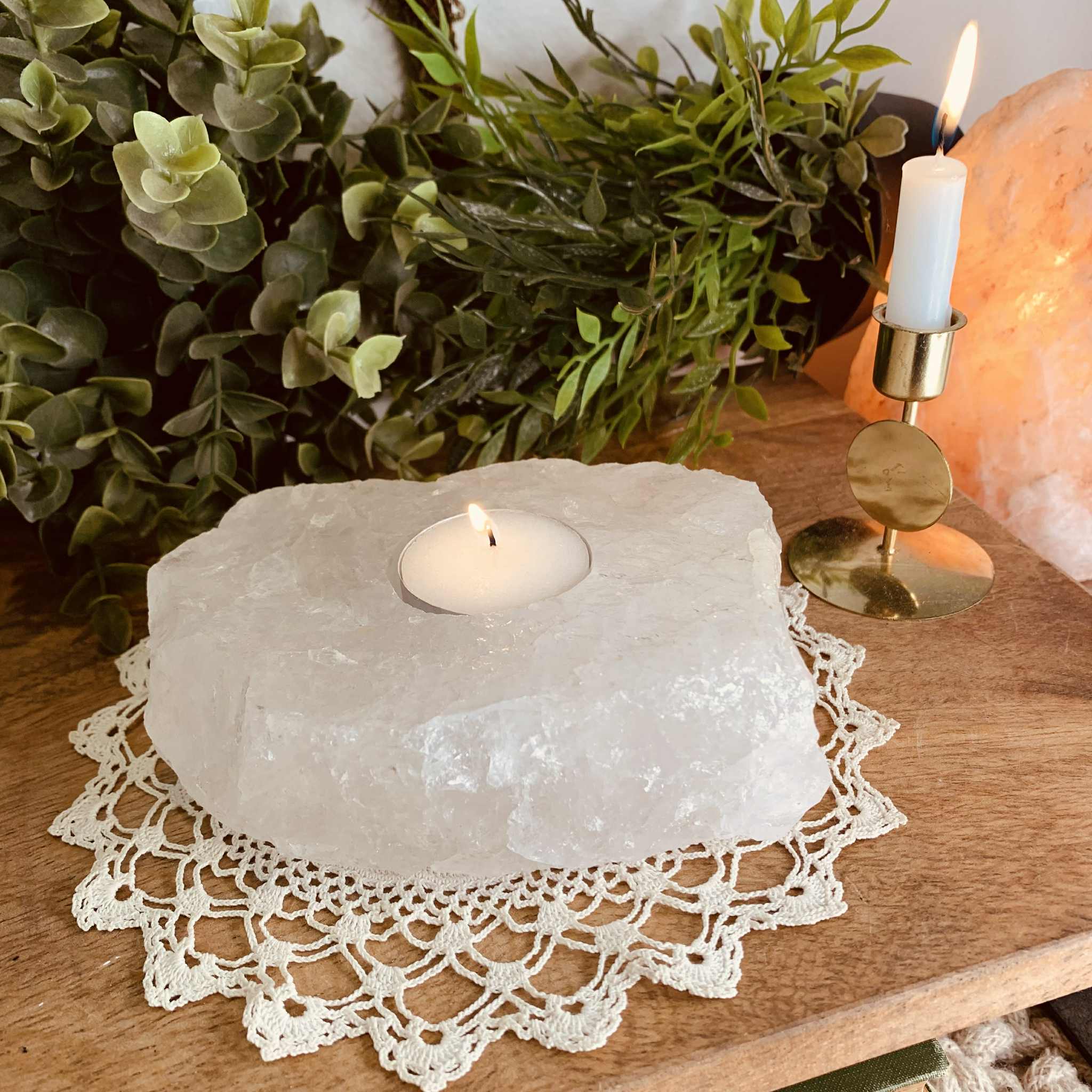 Clear Quartz Tealight Candle