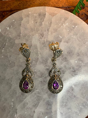 Marcasite and Amethyst Earrings