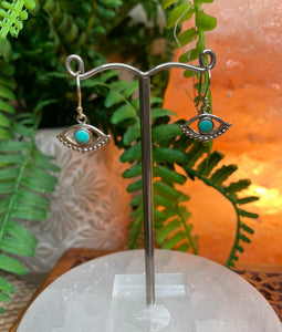 Evil Eye Turquoise Sterling Silver Earrings