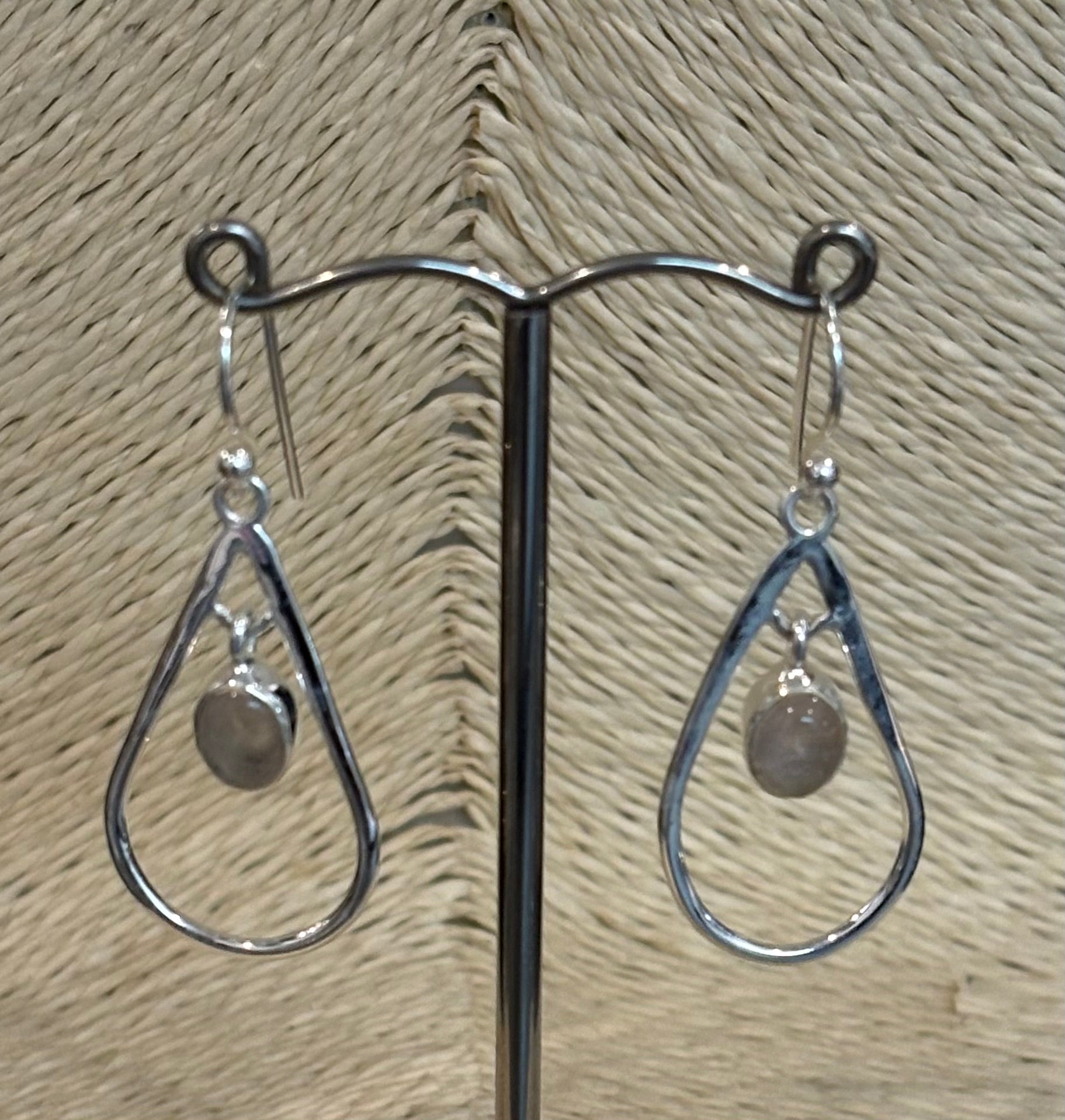 Rose Quartz Silver Tear Drop