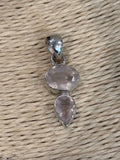 Rose Quartz 2 Stone Silver Pendant