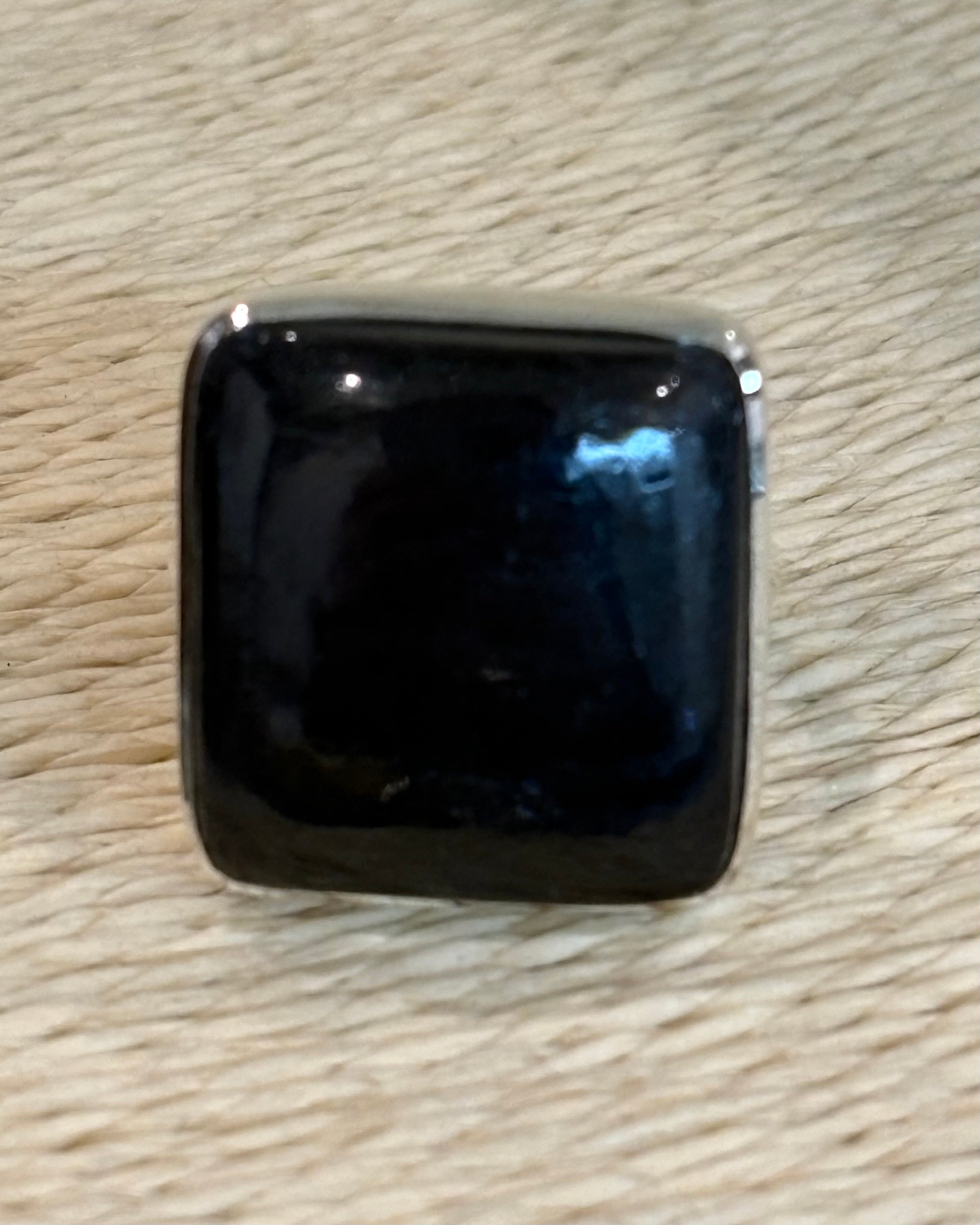Square Black Tourmaline ring