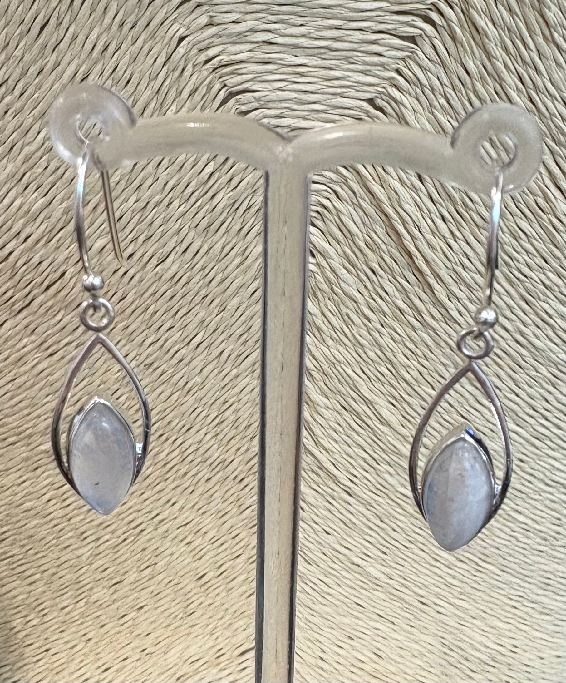 Moonstone Drop Silver Earrings