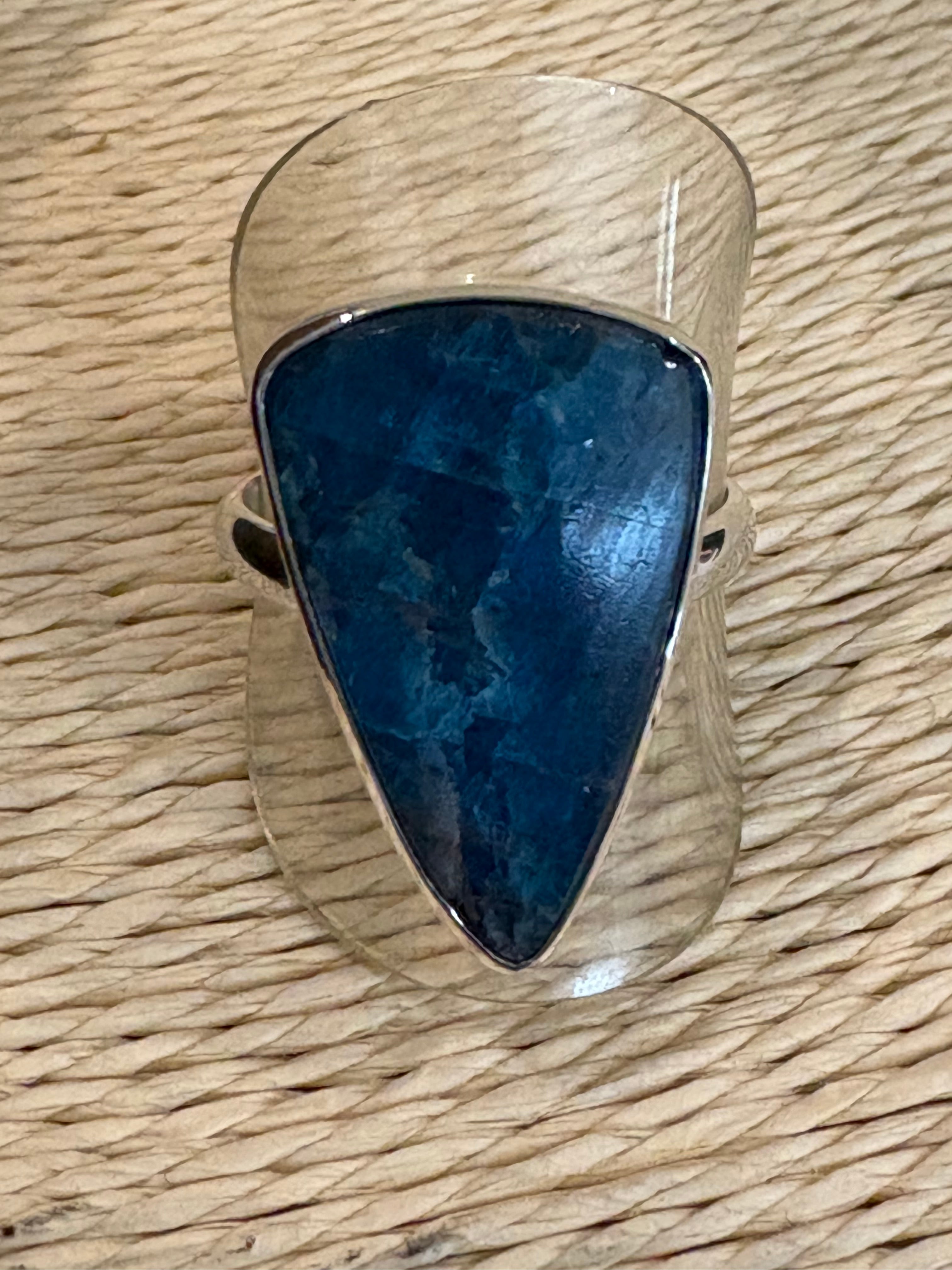 Blue apatite Triangle Ring