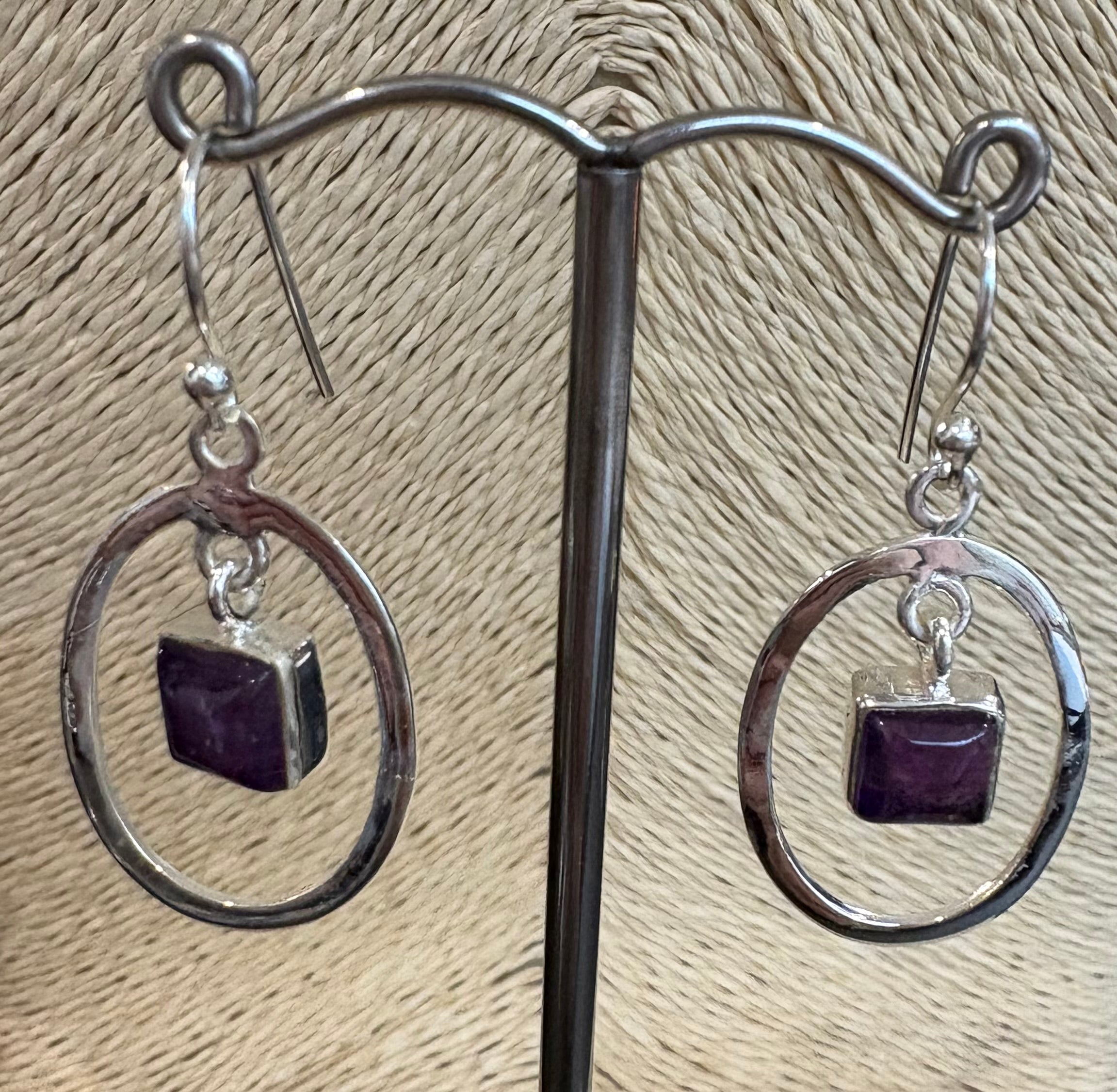 Amethyst Square Earrings
