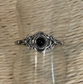 Onyx Silver Rose Ring