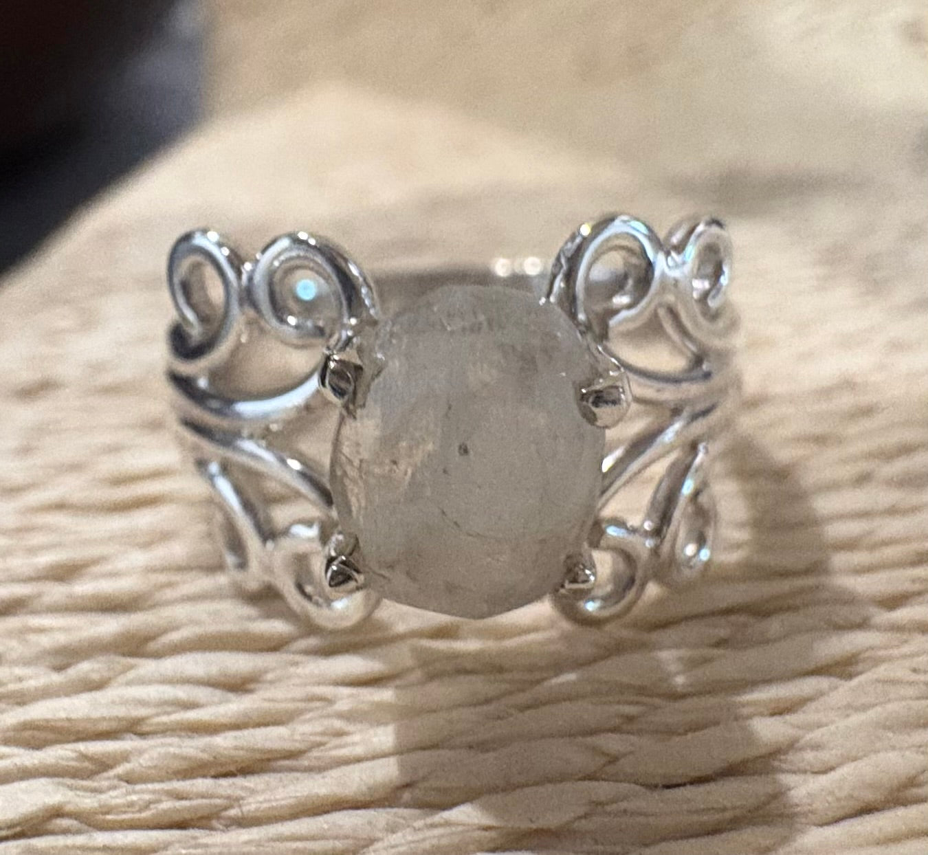 Moonstone Silver Pattern Ring