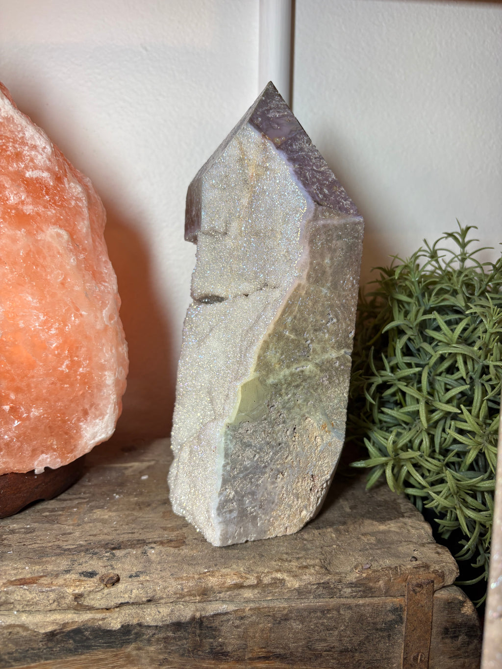 Medium Aura Druzy Quartz Box Work Obelisk