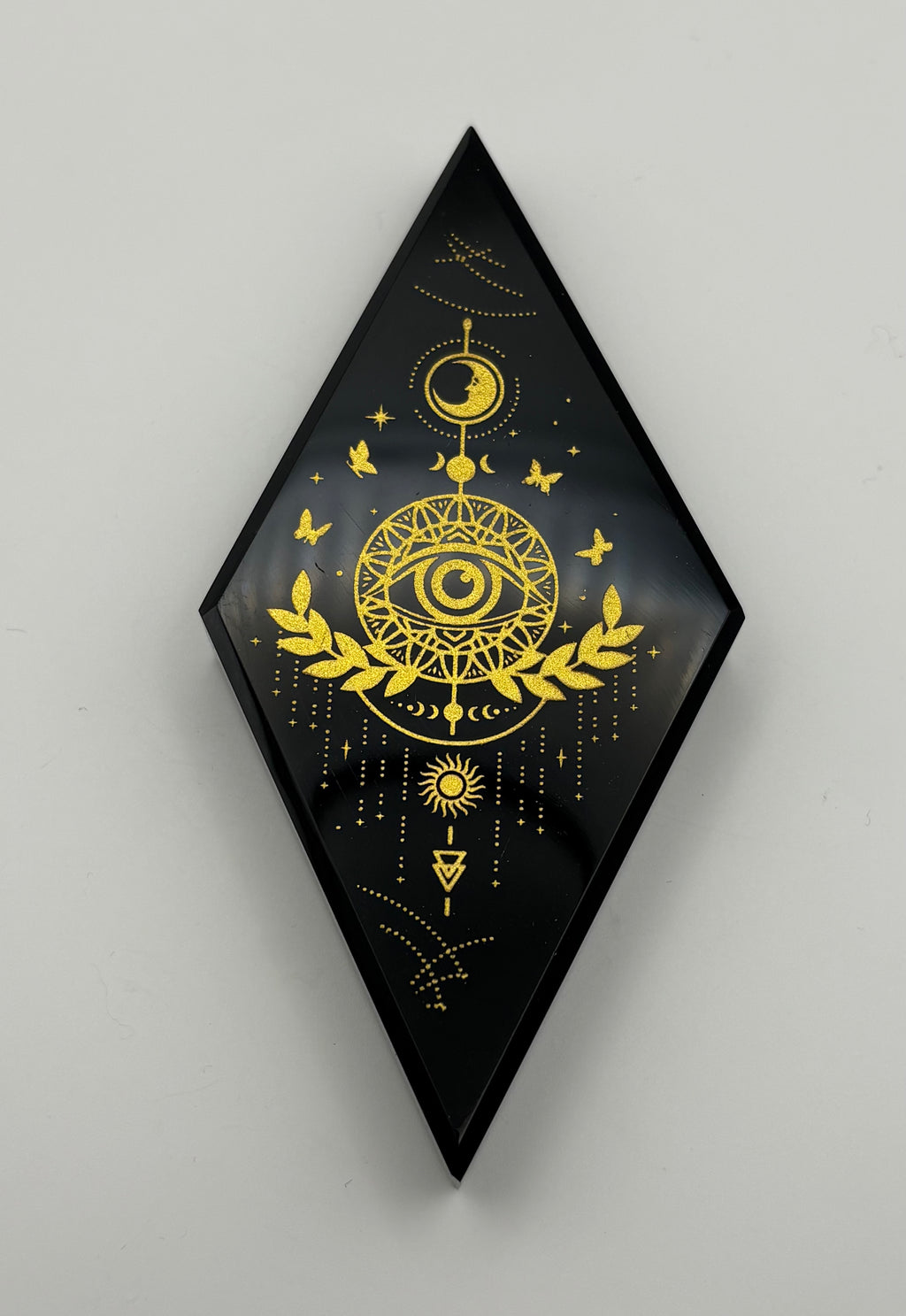 Black Obsidian Etched Diamond
