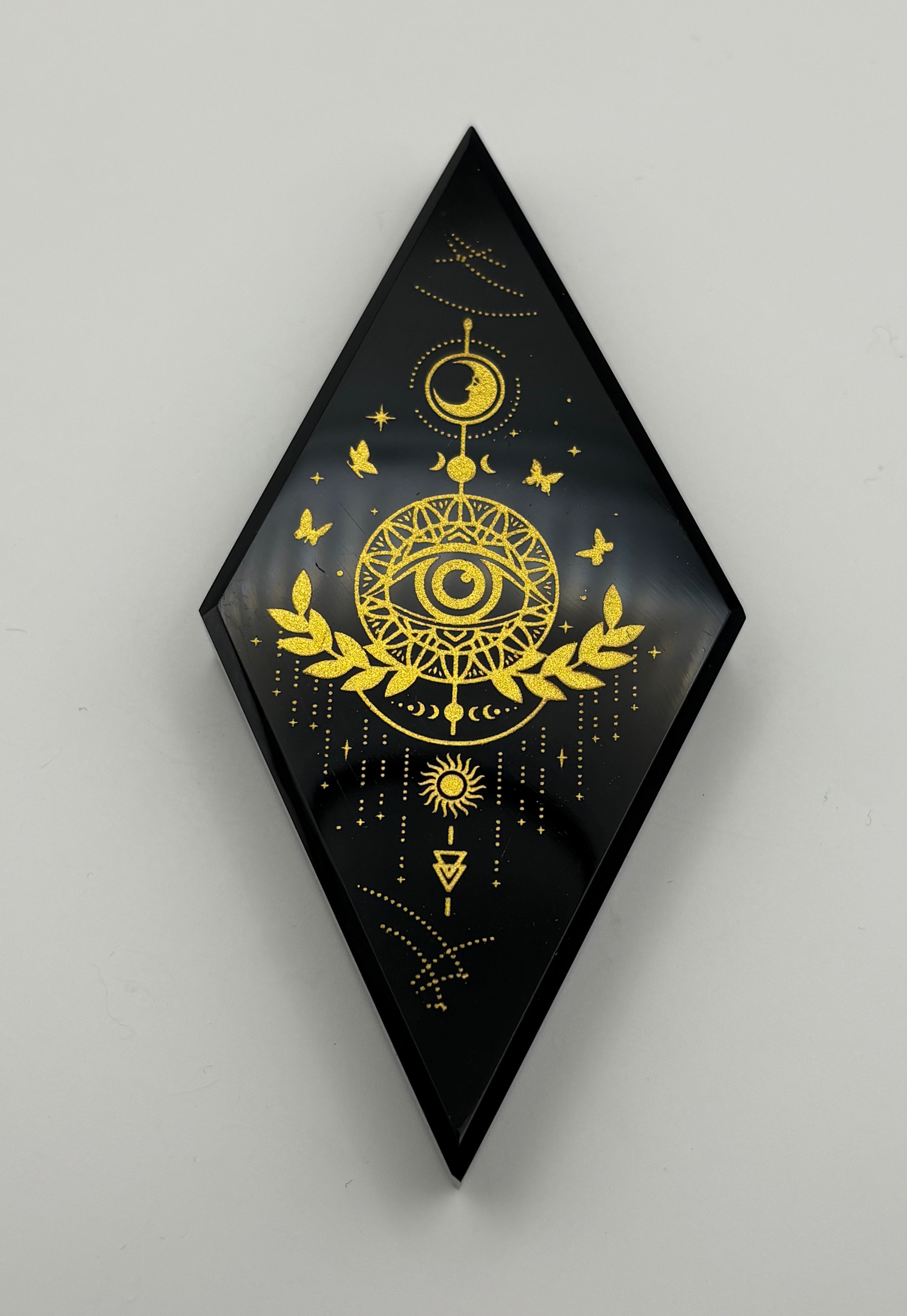 Black Obsidian Etched Diamond