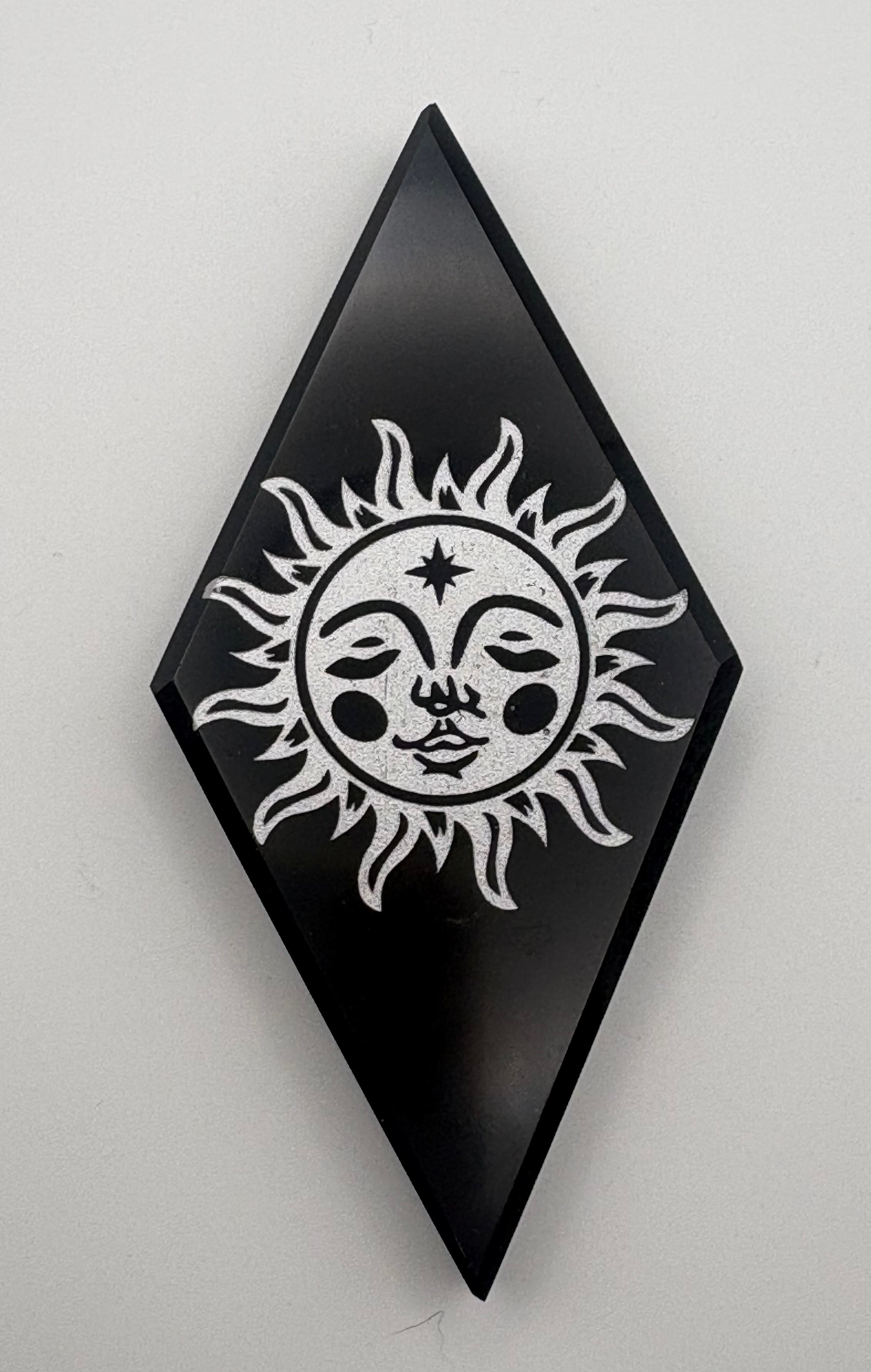 Black Obsidian Etched Diamond