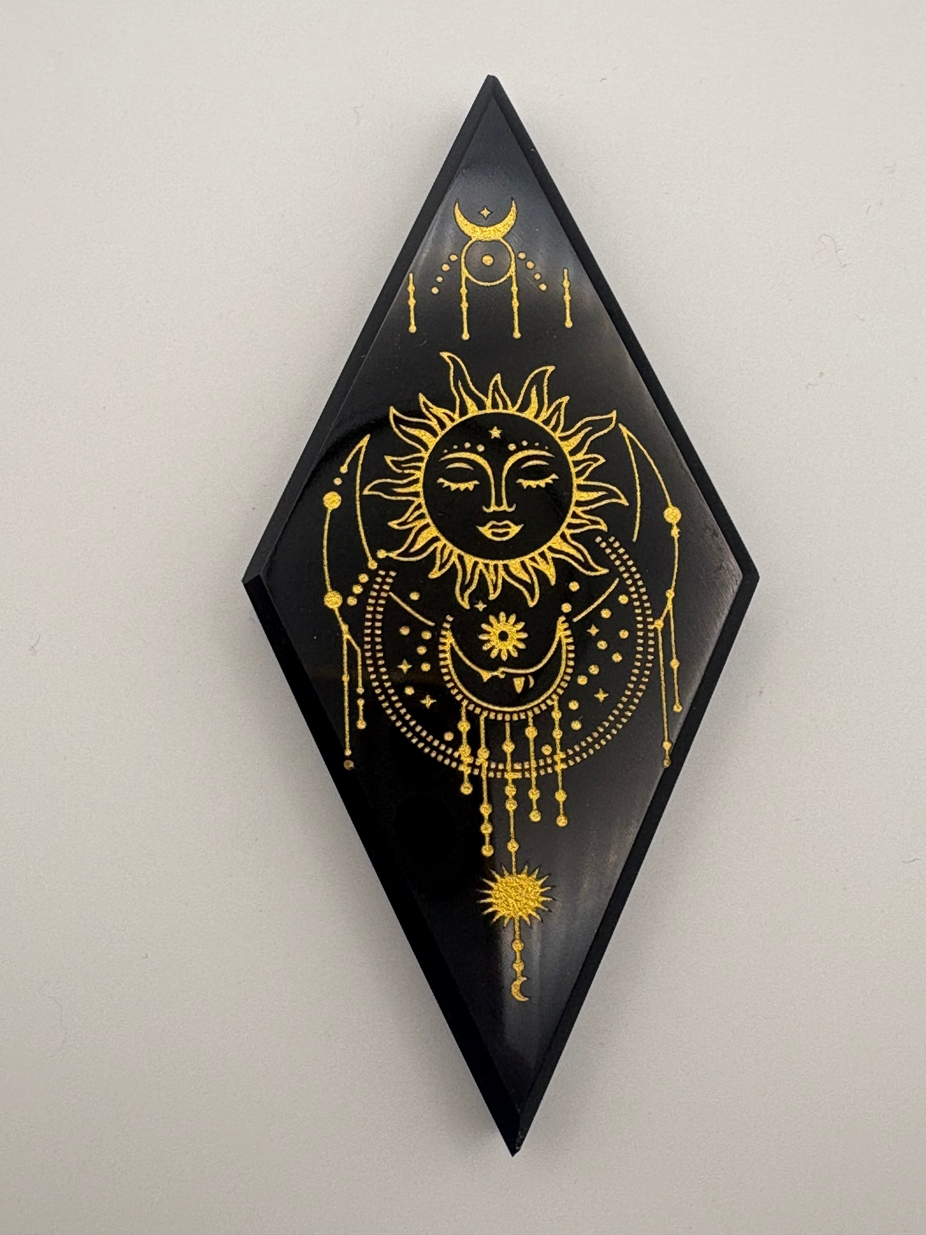 Black Obsidian Etched Diamond