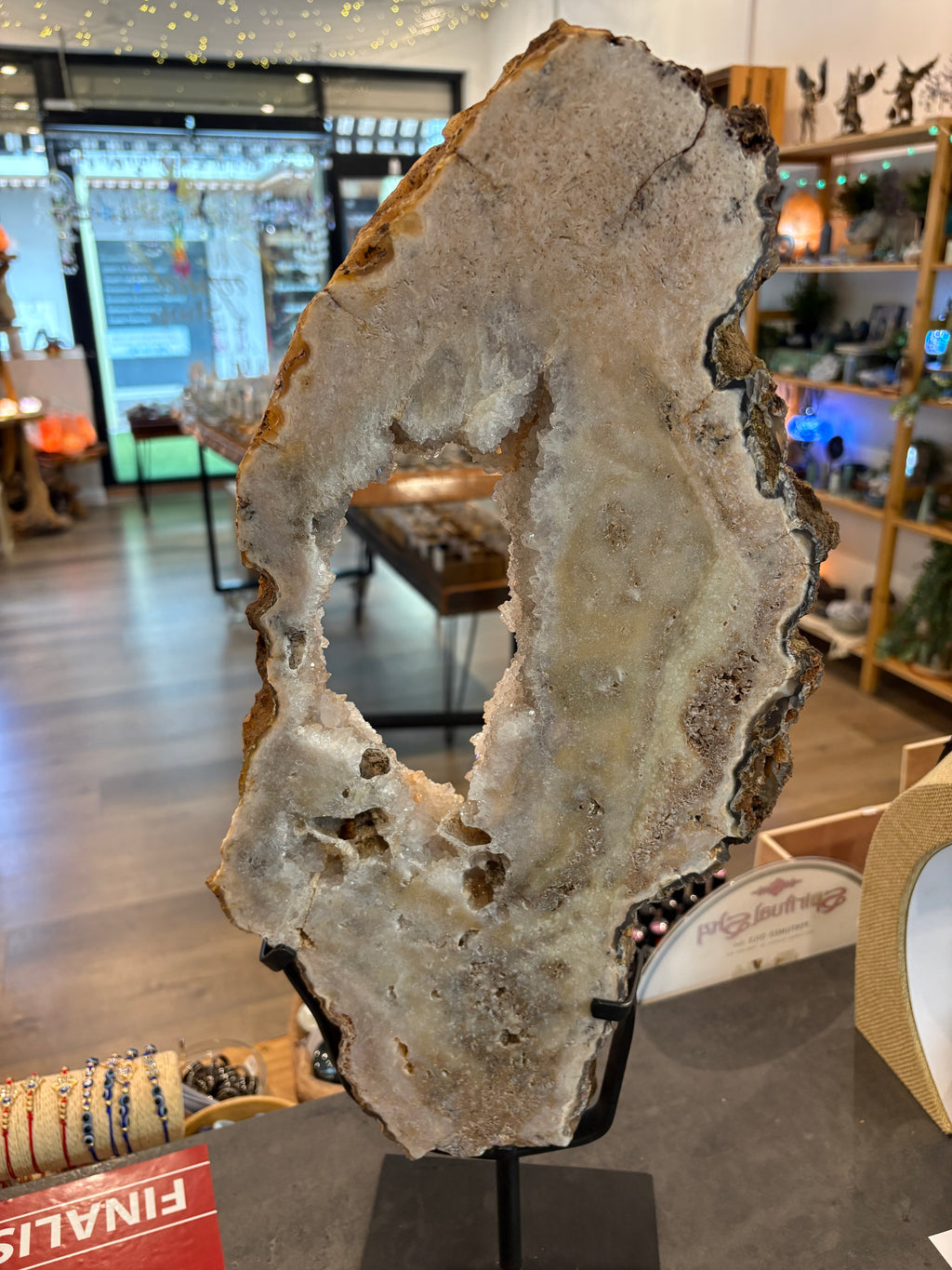Pink Amethyst Slice on Stand