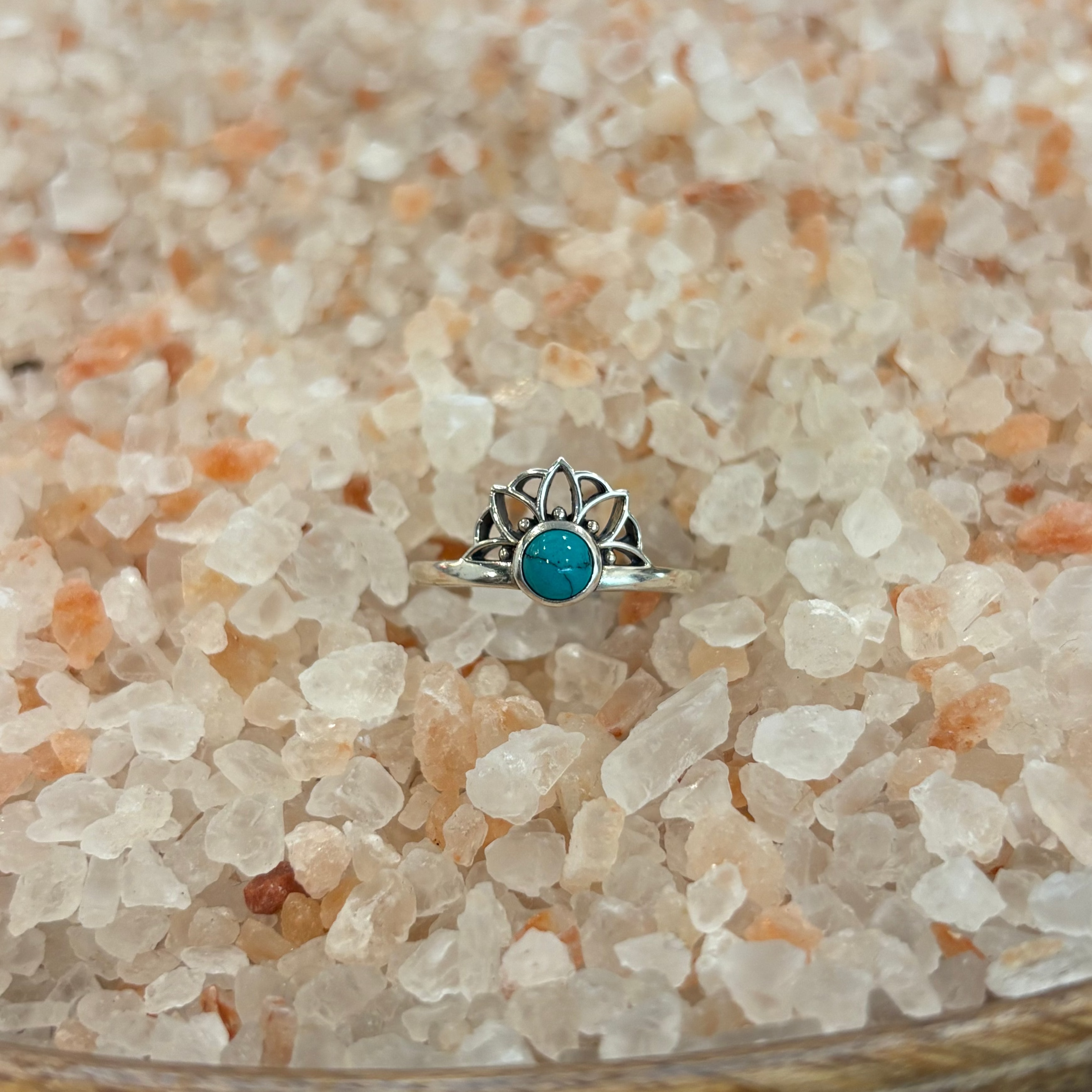 Turquoise Flower Sterling Silver Ring