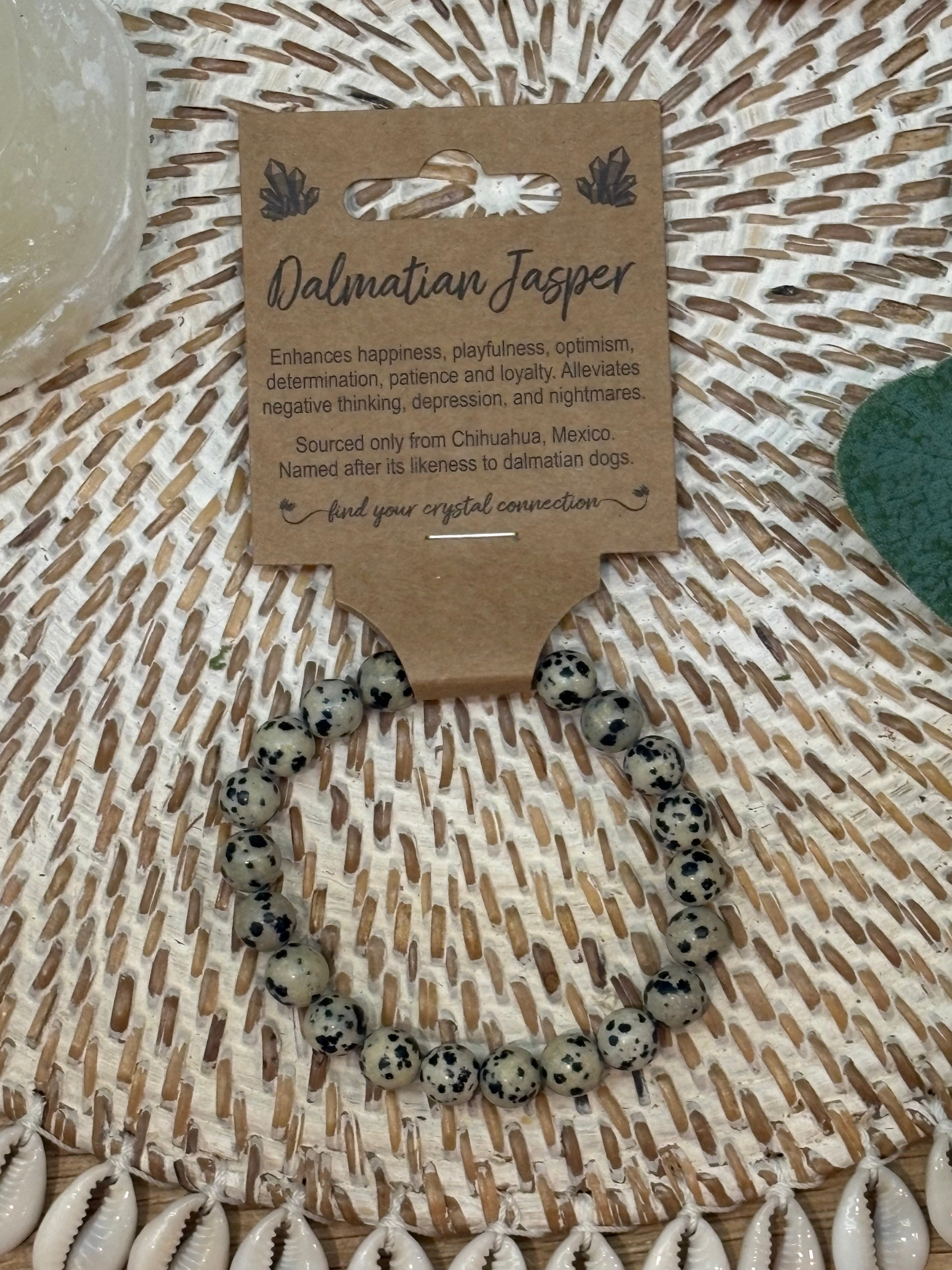 Dalmation Jasper Crystal Bead Bracelet