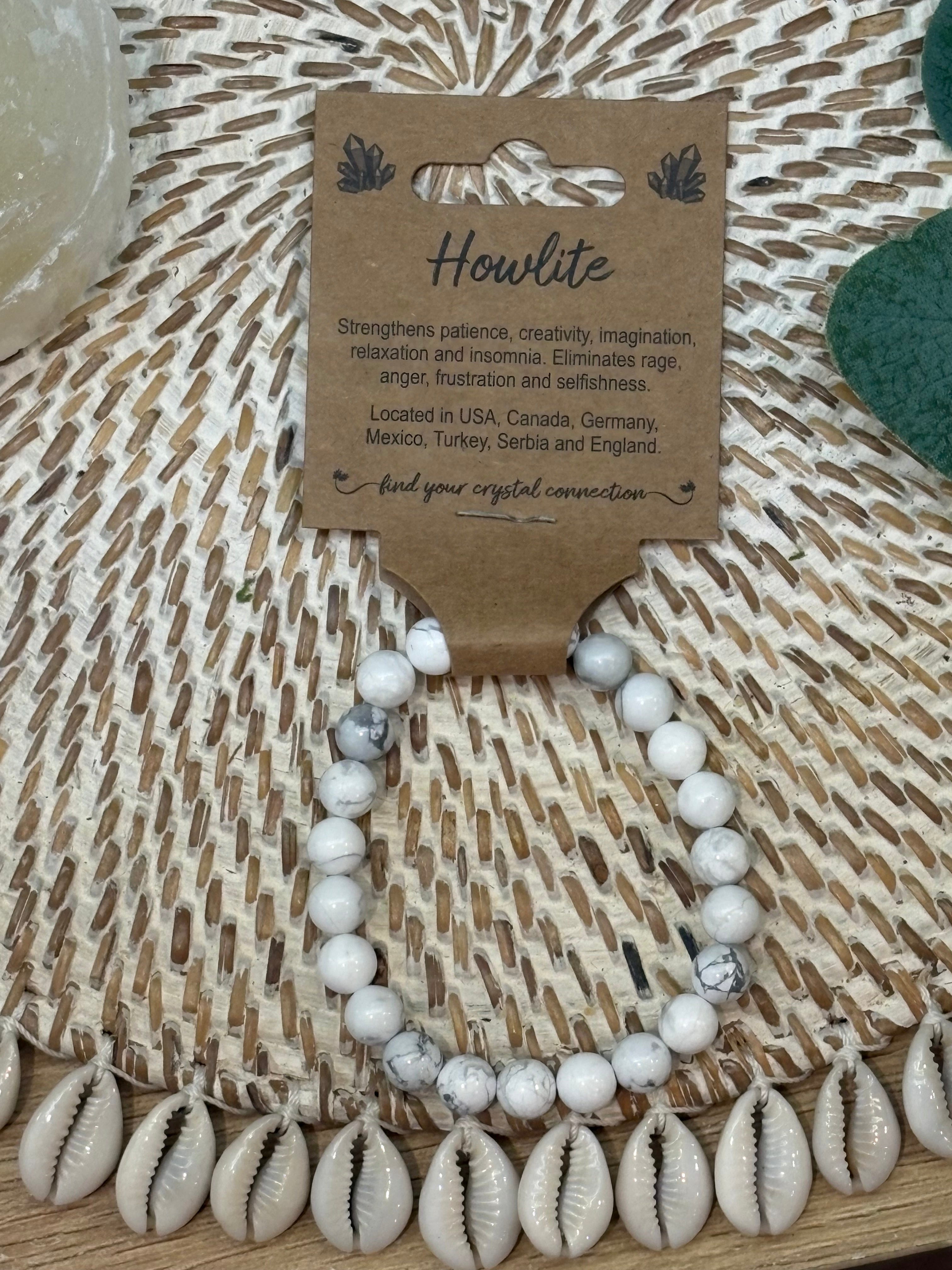 Howlite Crystal Bead Bracelet Medium