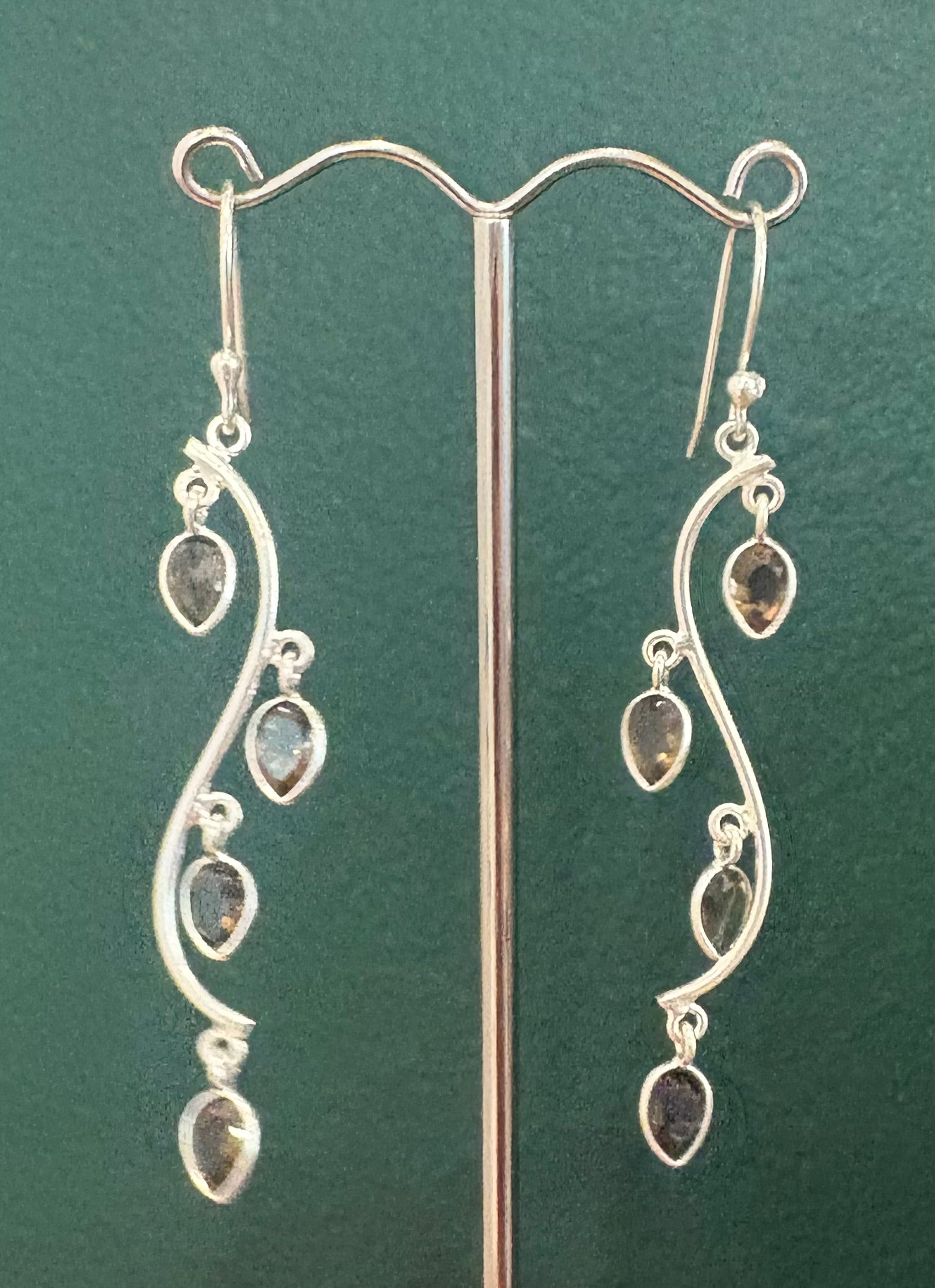Smokey Quartz Silver Earrings