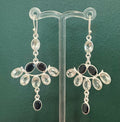 Multi Stone Onyx and Quartz Silver Earring