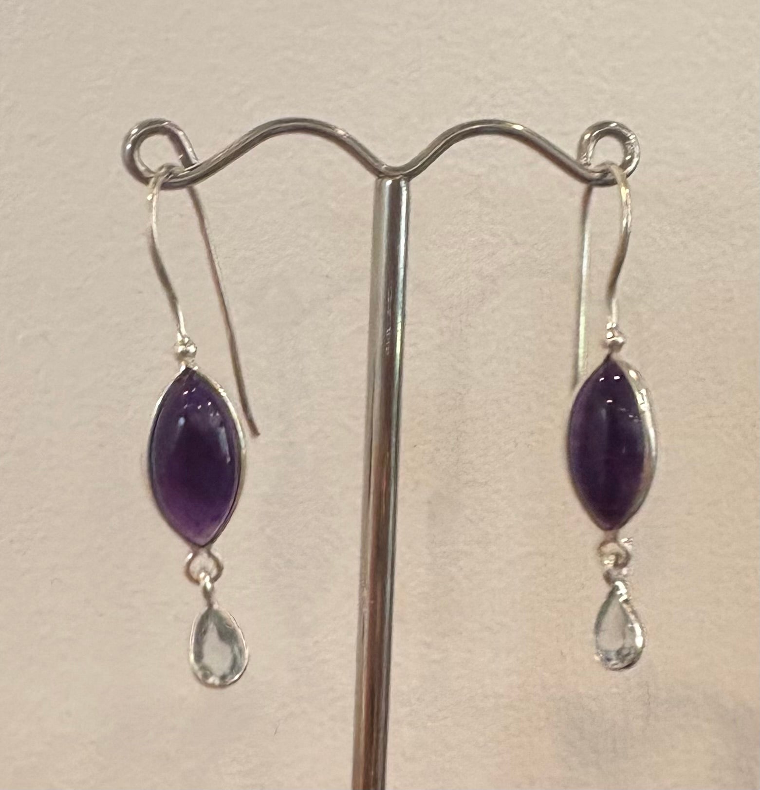 African Amethyst and Sky Silver Earrings