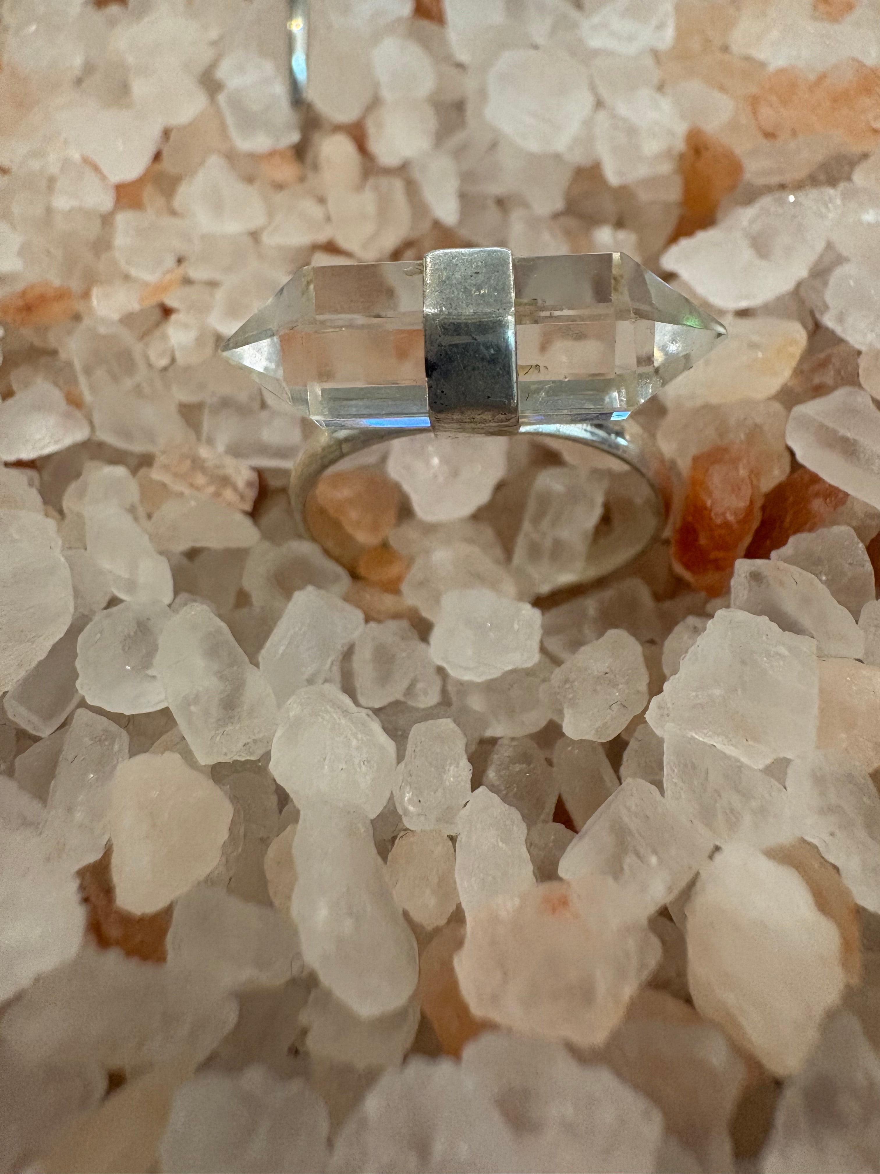 Clear Quartz Gemstone Silver Ring
