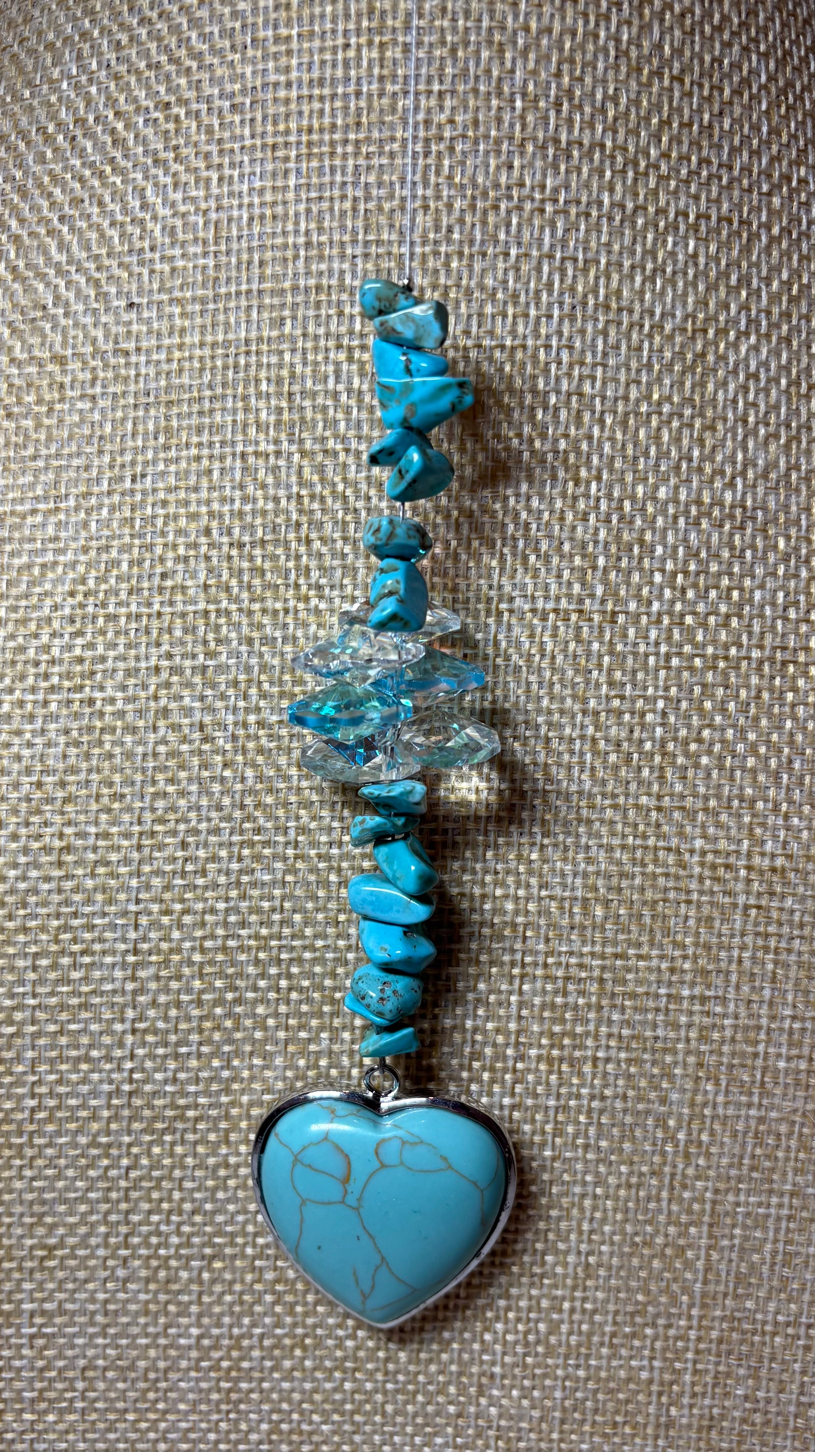 Large Heart Tumbled Stone Sun Catcher