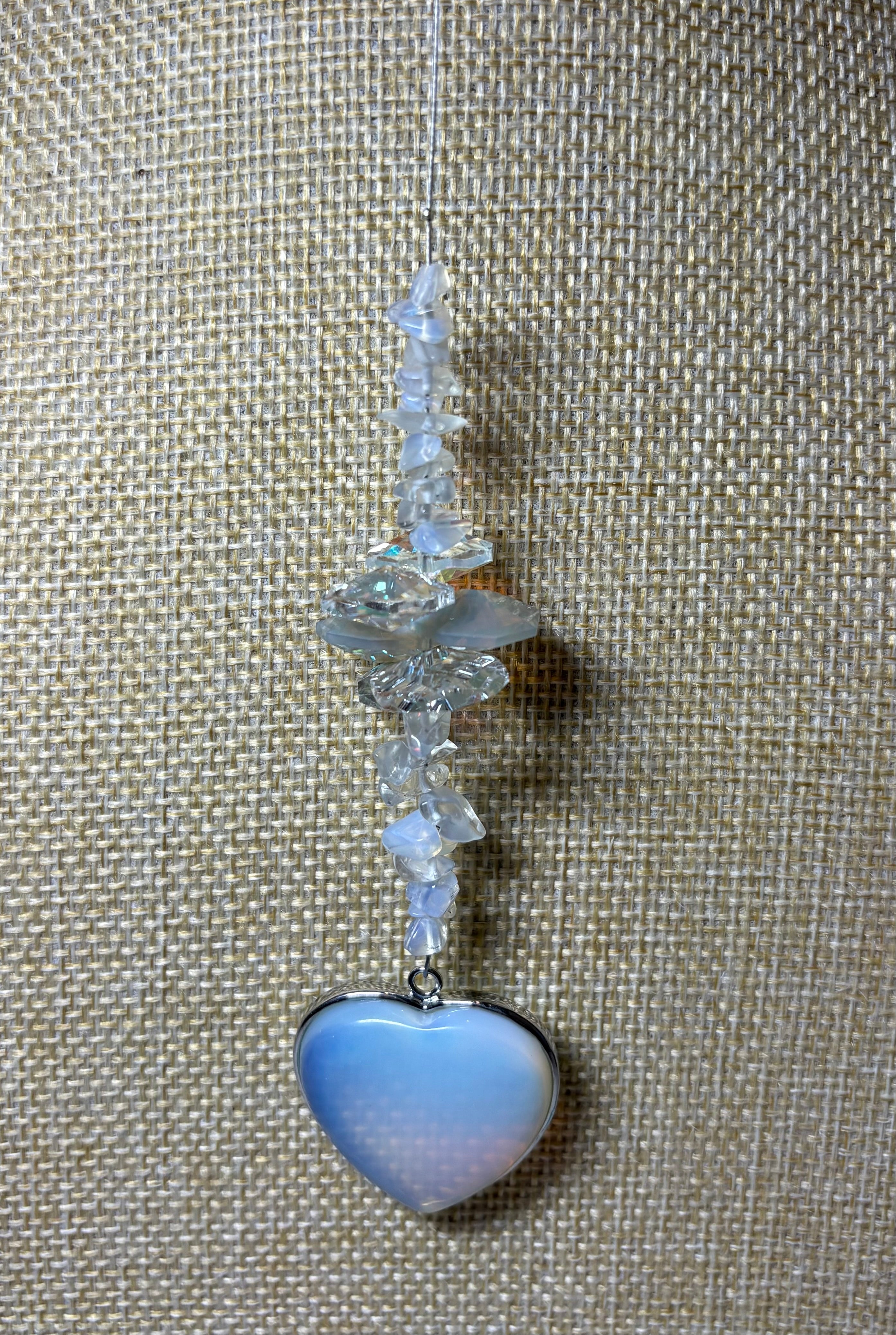 Large Heart Tumbled Stone Sun Catcher