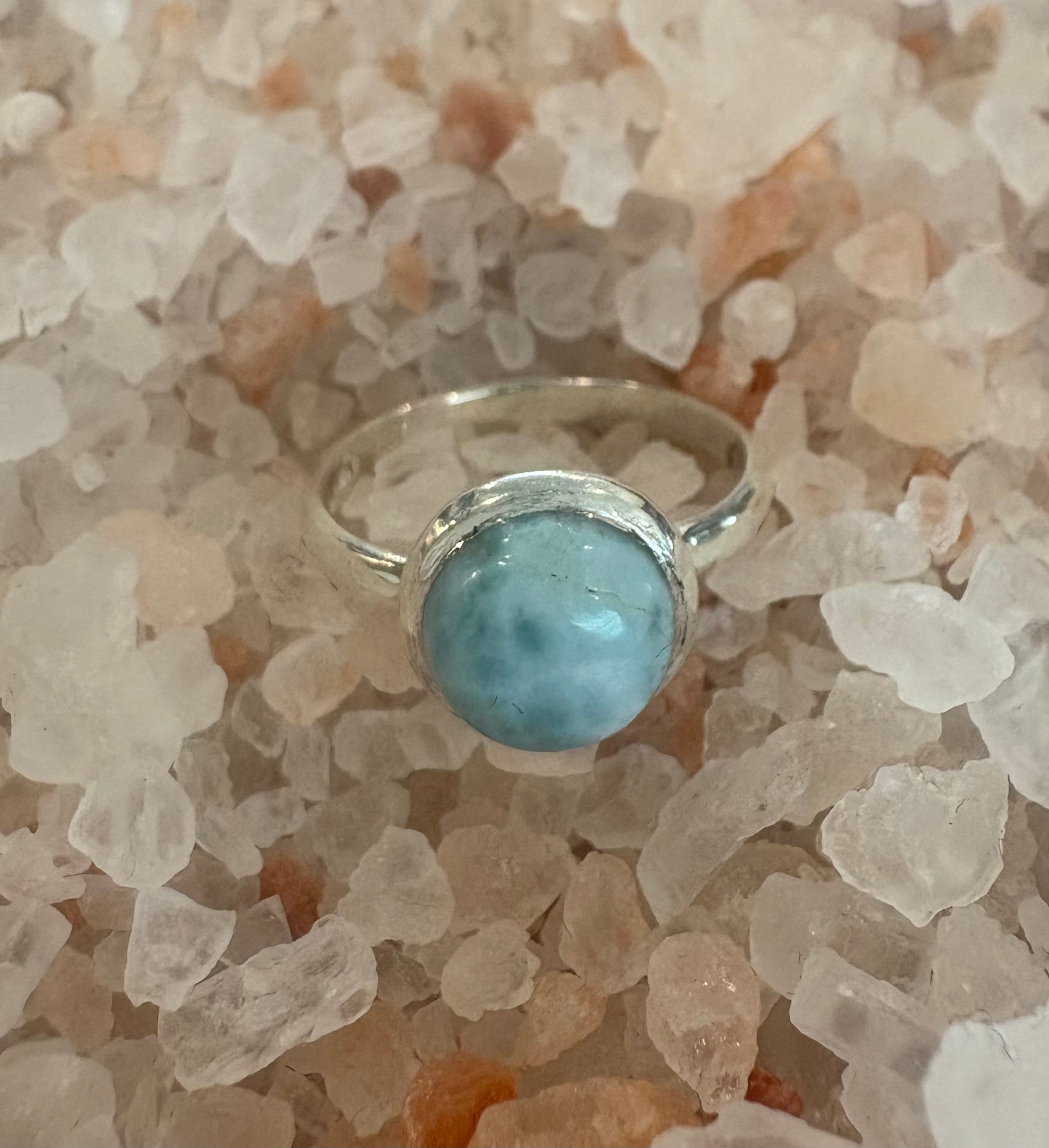 Round Larimar Silver Ring