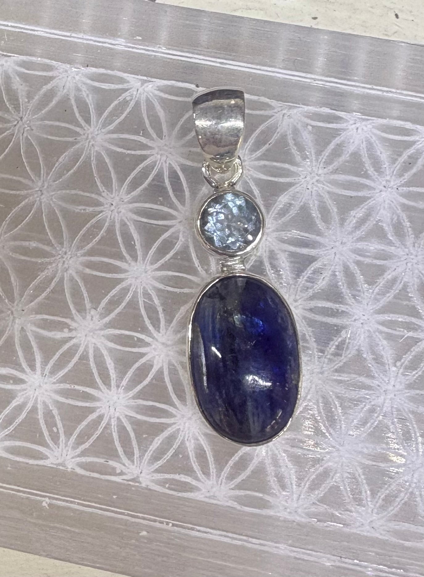 Kyanite and Sky Blue Silver Pendant