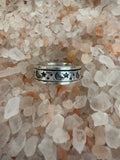 Moon and Star Silver Spinner Ring