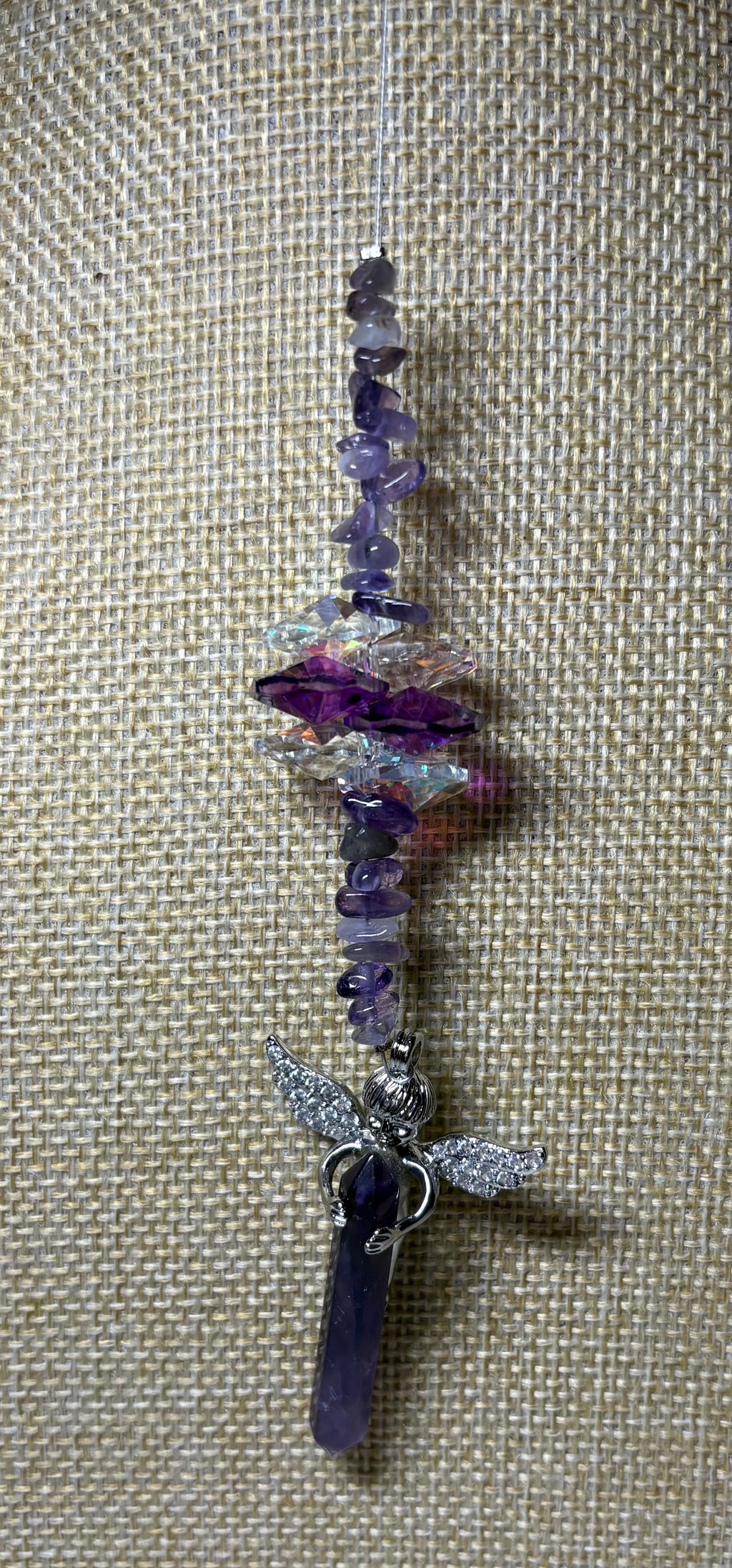 Silver Cherub Holding Crystal Sun Catcher
