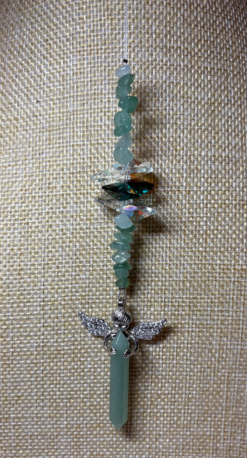 Silver Cherub Holding Crystal Sun Catcher