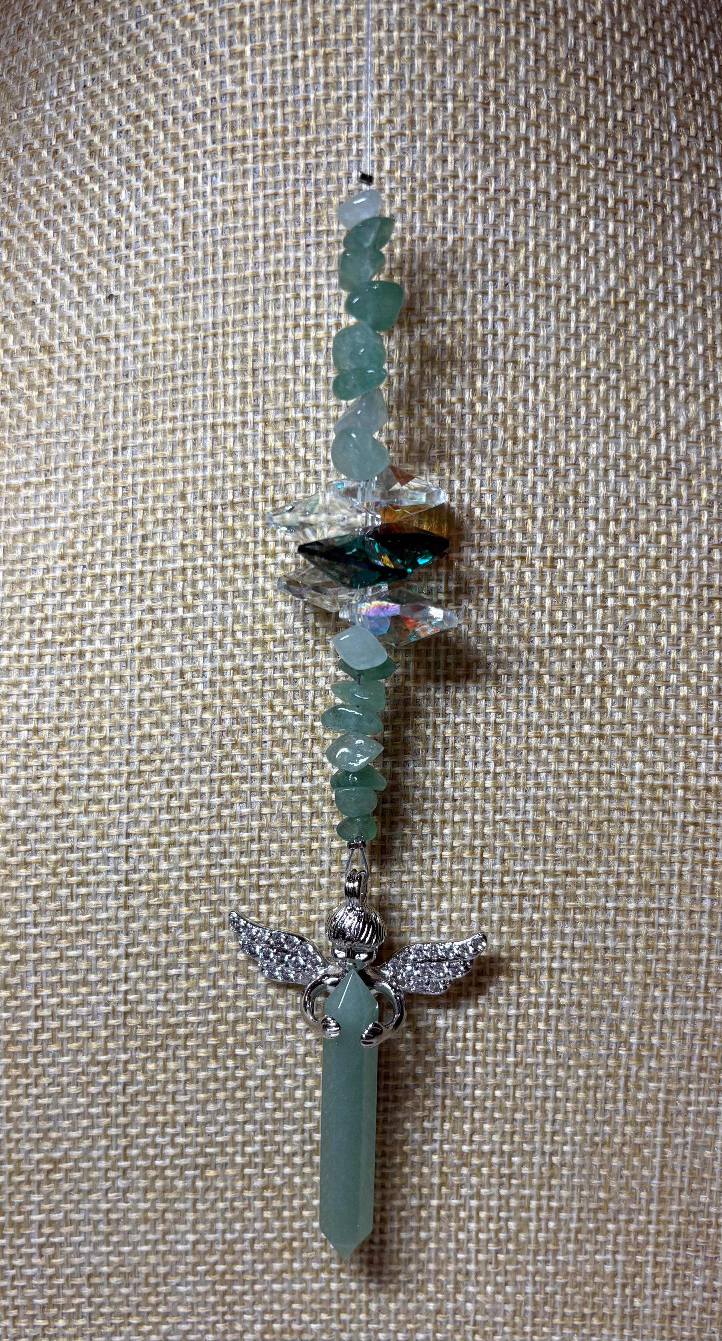 Silver Cherub Holding Crystal Sun Catcher