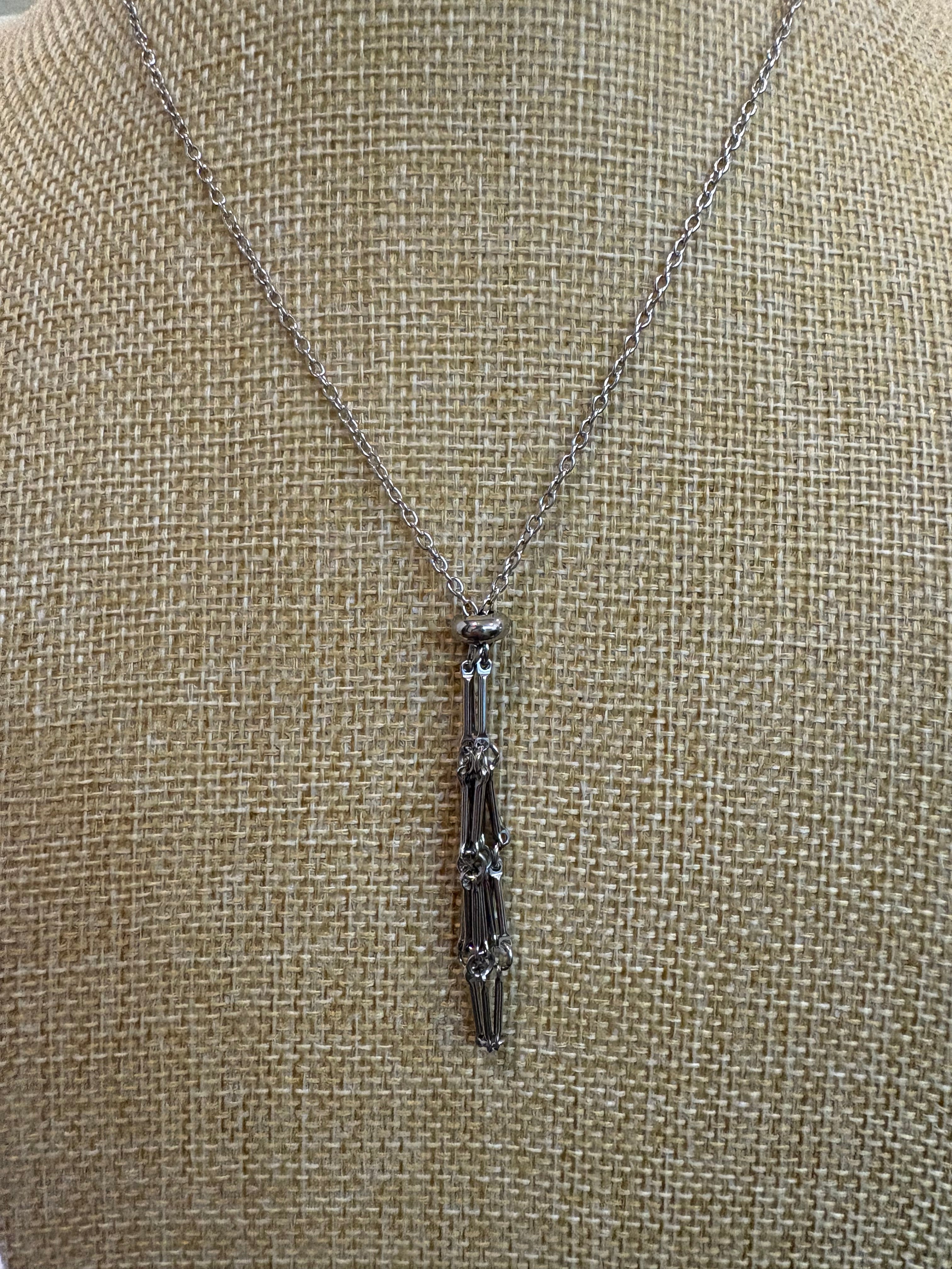 Silver Crystal Holder Necklace