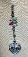 Heart Filled Crystal Chip Sun Catcher