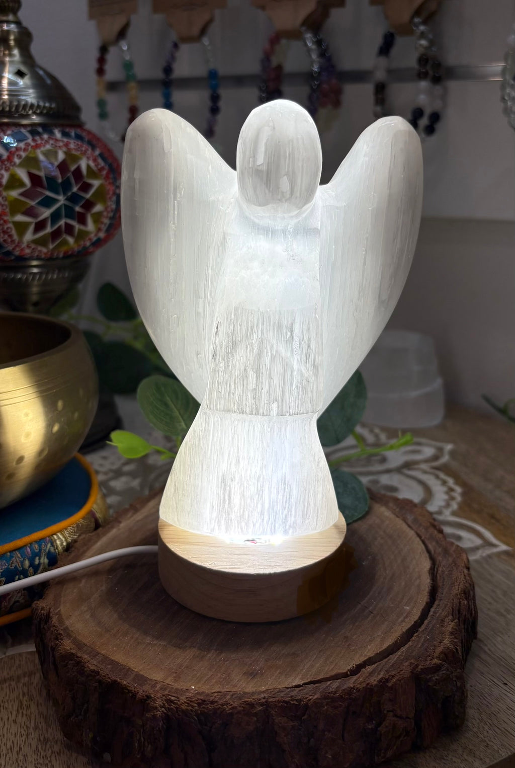 Selenite Angel on LED Base