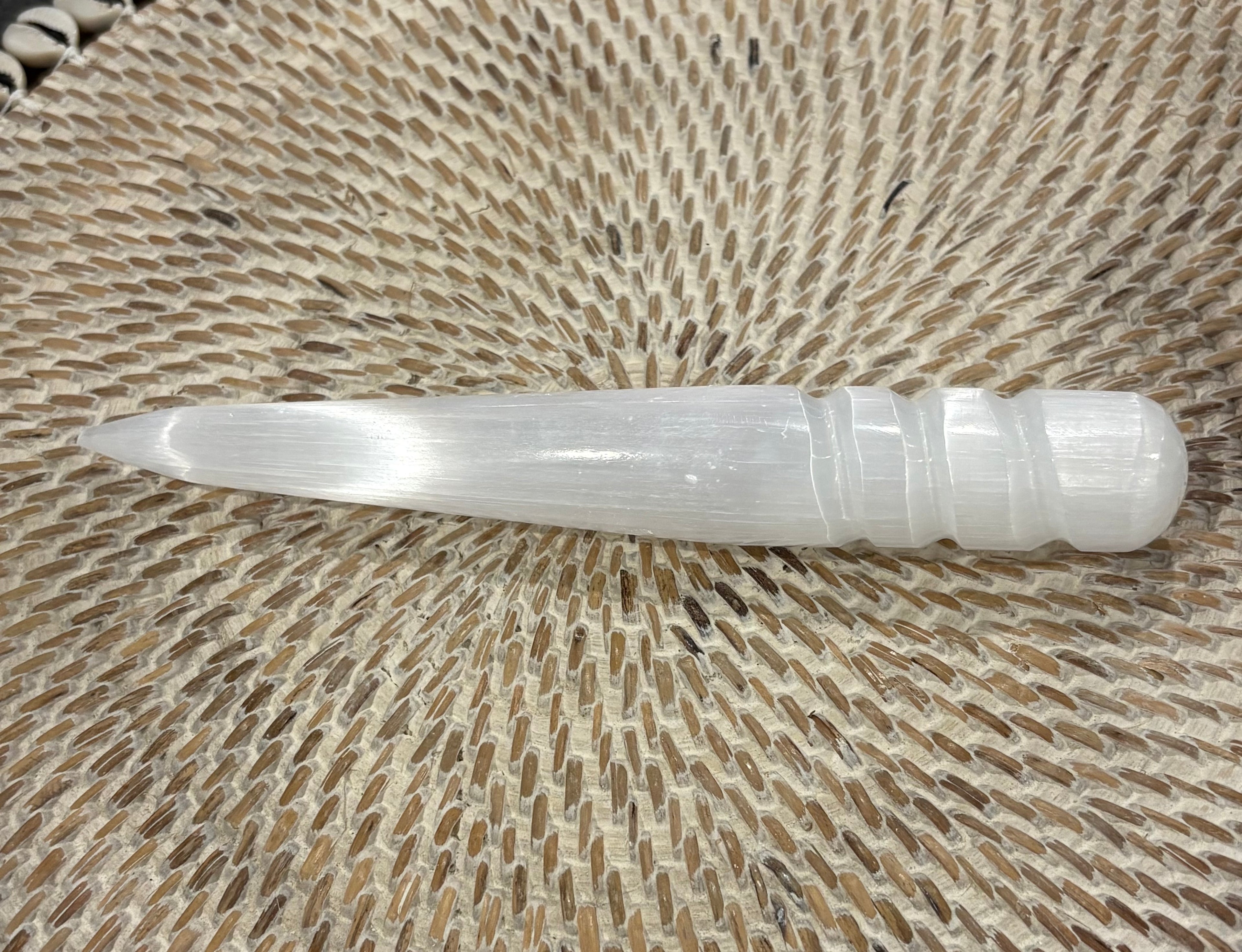 Selenite Half Unicorn Wand