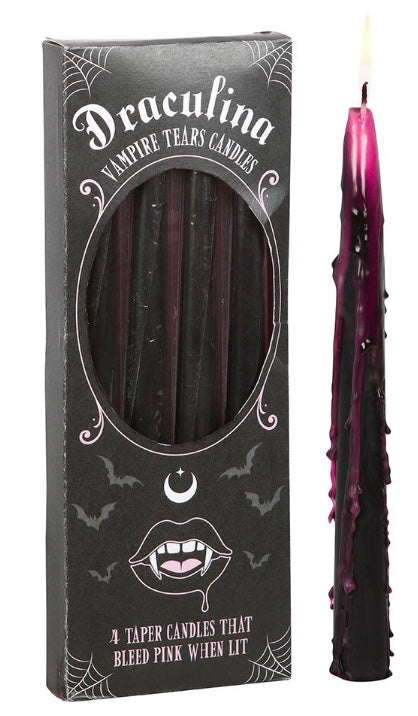 Pink Vampire Tears Set of 4 Taper Candles