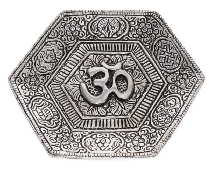 ALUMINIUM INCENSE BURNER - Om Hexagon 11cm