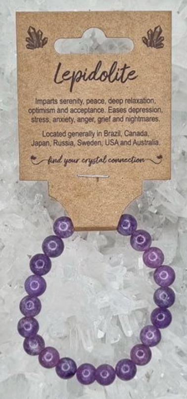 Lepidolite Crystal Bead Bracelet Medium