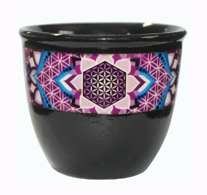 Small SMUDGE BOWL - Flower Of Life Black Print