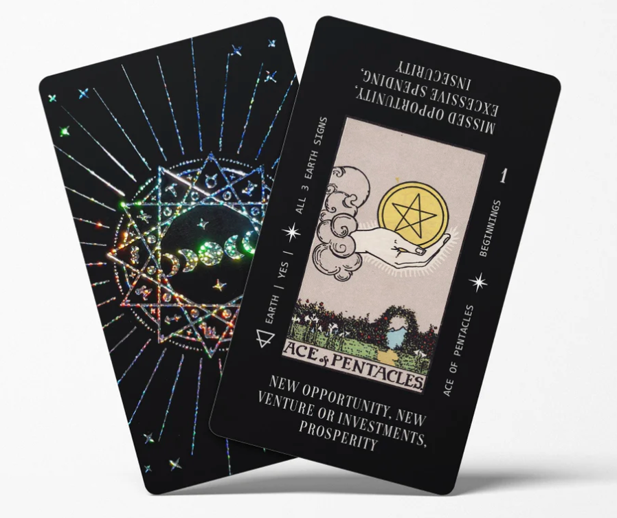 Solis Divinity Black Holographic Tarot Cards (blue front)