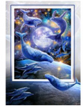 Greeting Card - Whales Over The Moon