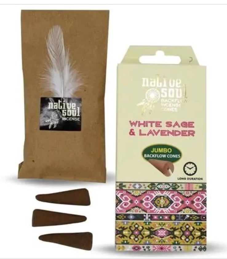Native Soul White Sage & Lavender Jumbo Back Flow Cones