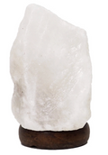 Himalayan White Salt Lamp with Wooden Base